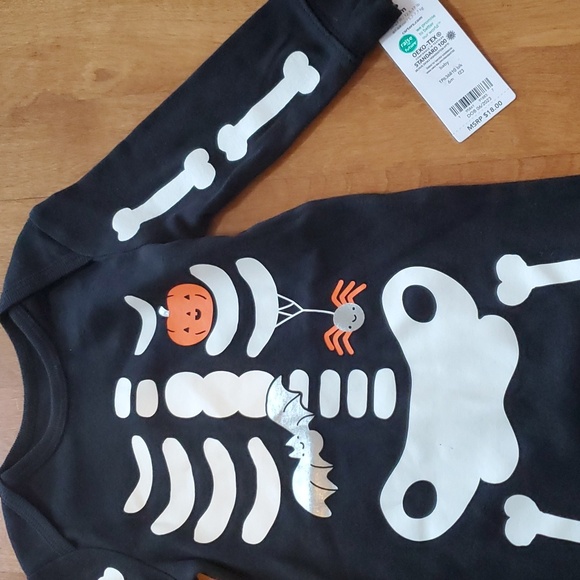 Baby Boys Girls Carters Skeleton Halloween Jumpsuit Romper Outfit Size 3 6 mo NW - Picture 4 of 4
